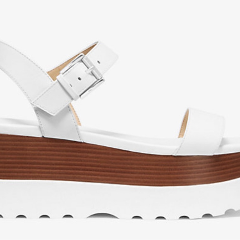 Michael Kors Marlon Flatform Leather Optic White Women’s: 7.5